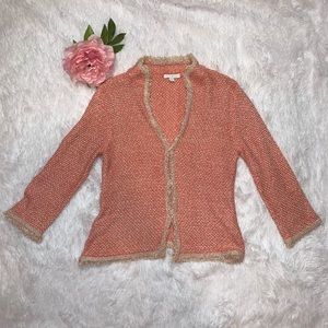 Coral and gold Knit blazer / sweater cardigan